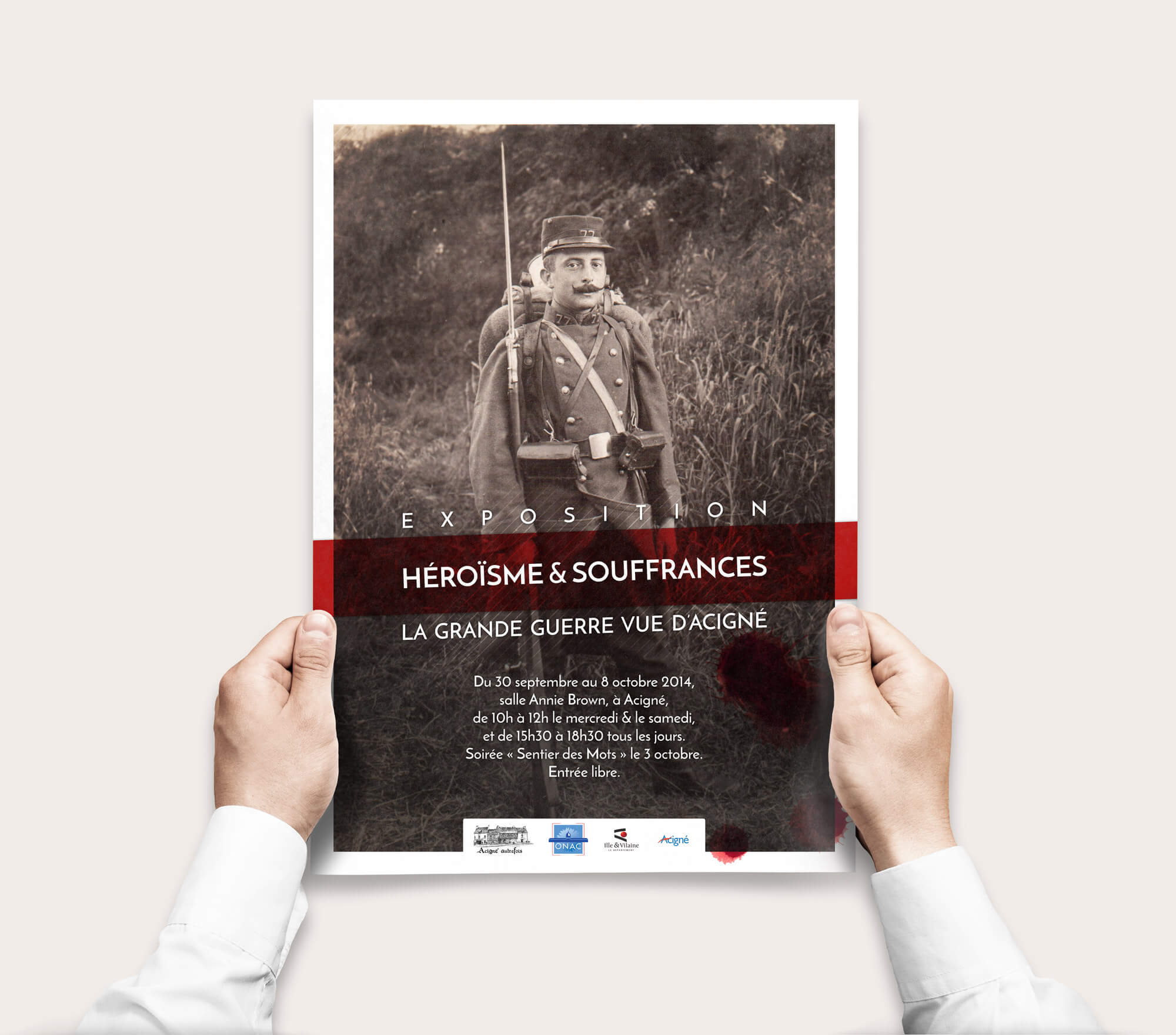 Création d'une affiche pour une exposition historique liée au centenaire de la Première Guerre Mondiale © Kalao Studio