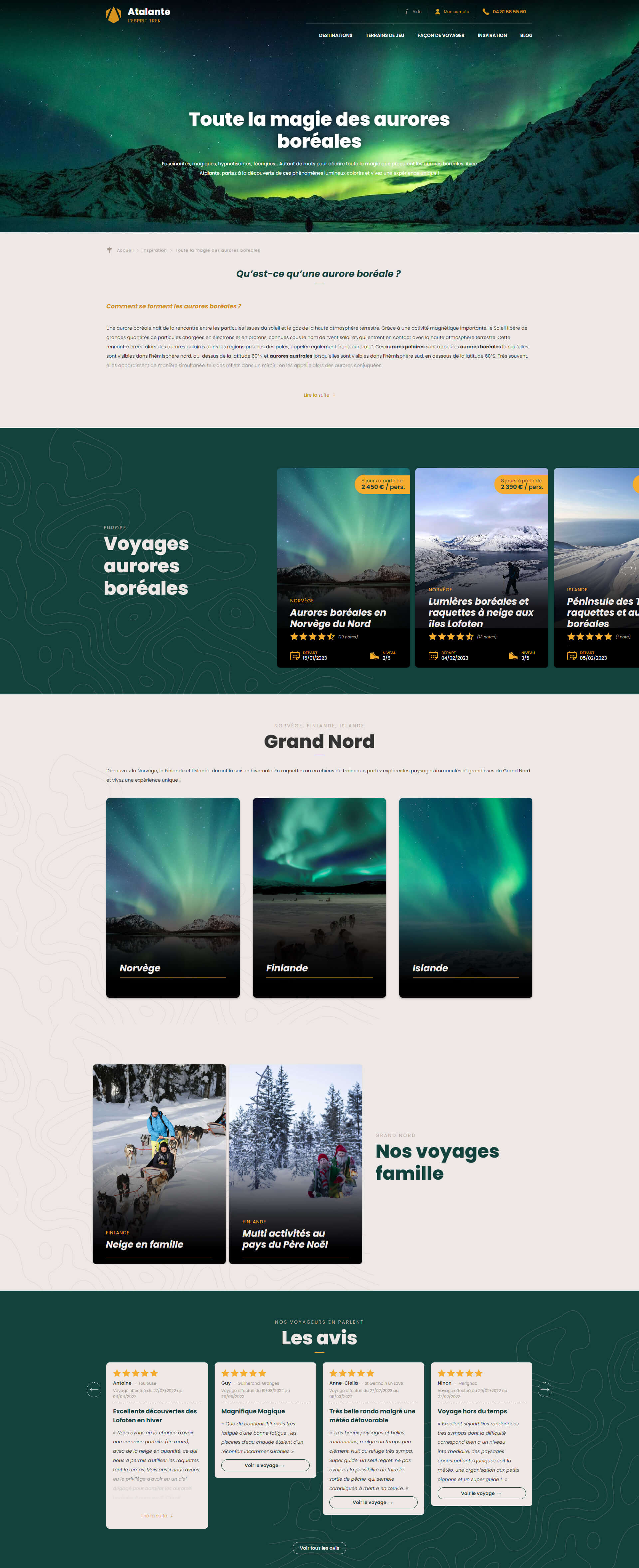 Atalante : page Thématique - Réalisation d'un site Internet de voyages d'aventure, treks et randonnées