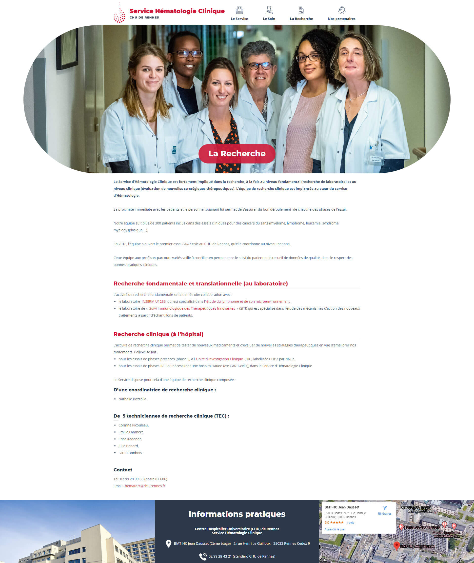 Hématologie clinique, CHU de Rennes - Réalisation d'un site Internet médical/hospitalier